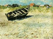 oscar bjorck bad pa stranden oil painting